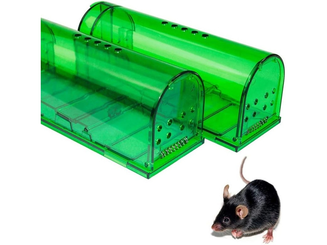 Armadilha Para Ratos, 2 Unidades, Captura Viva, Uso Interior, Alternativa Sem Veneno, Plástico, Verde Tommy01