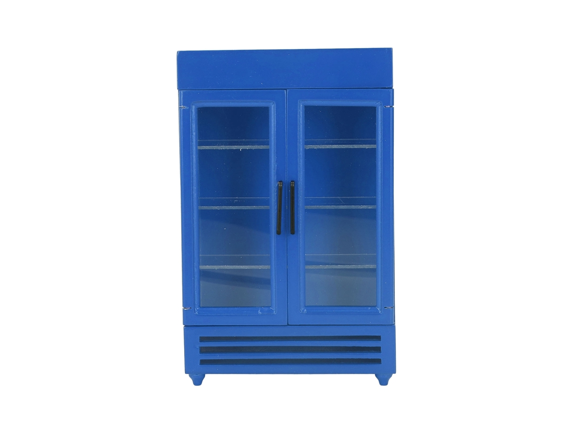 Geladeira De Madeira Miniatura Para Casinha De Boneca 1:12 Simulação Acessório De Cozinha Azul