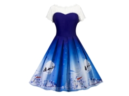 Vestido Médio Laxiscreed Em Renda, Patchwork E Cintura Alta Para Mulheres, Elegante, Confortável E Versátil