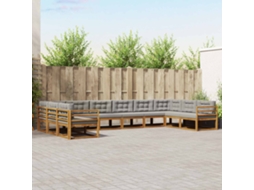 Vidaxl Conjunto De Sofás Para Exterior 10 Unid. Cinza Natural E Claro