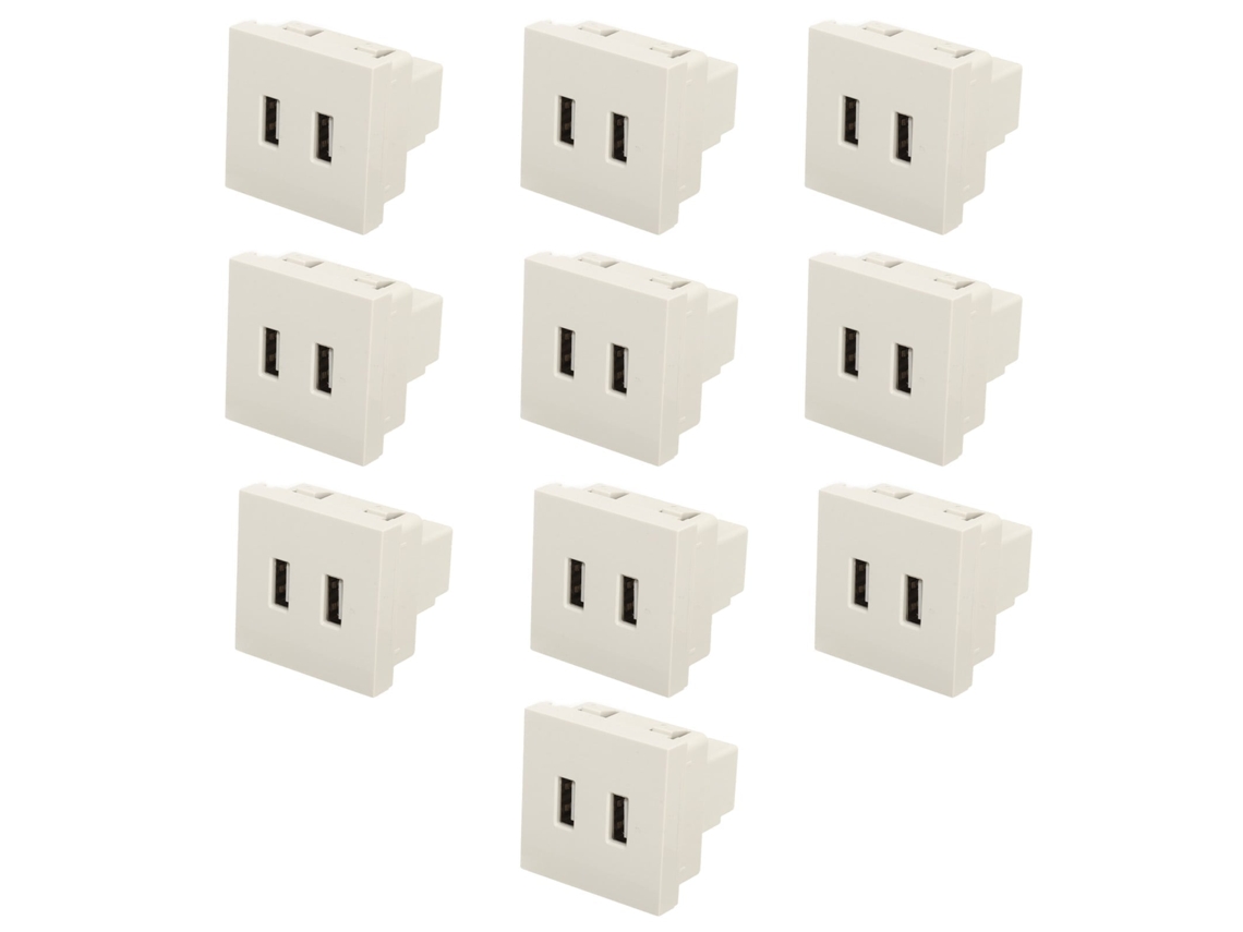 Conjunto de 10 tomadas de parede com USB 2 portas 10W, carregador 5V2A, 110‑250V para RV, hotéis, casa | S/MARCA