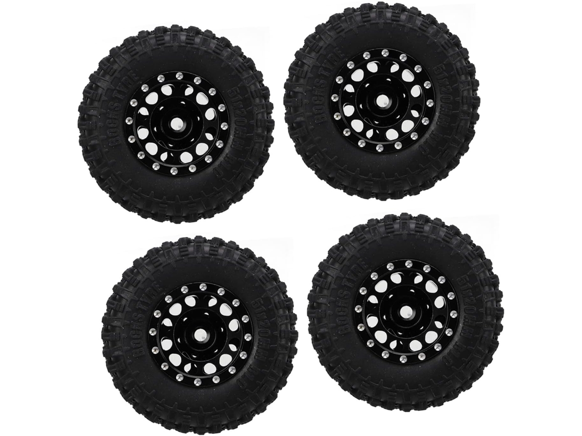 Rodas E Pneus Chiciris Rc, 4 Pneus De Borracha Rc, Liga De Alumínio Resistente Para Carro Rc 1 18 Preto