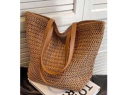 Bolsa de Palha Versátil Feminina, Moderna e com Grande Capacidade, Uso Diário, Tote Marrom AQUAFORGE