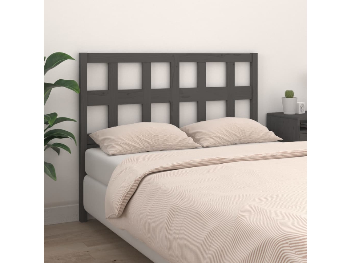 Vidaxl Cabeceira De Cama 125,5x4x100 Cm Pinho Maciço Cinzento