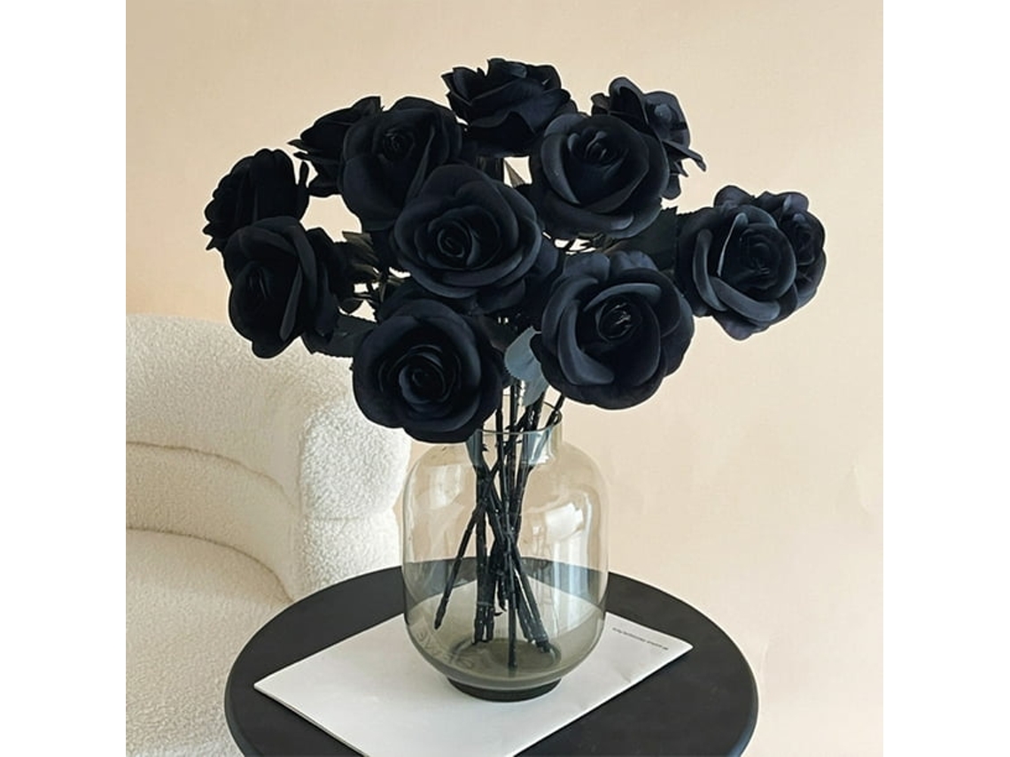 Rosa gótica escura, círculo interno branco, decoração vermelha de Halloween, flores de seda, para interiores AQUAFORGE