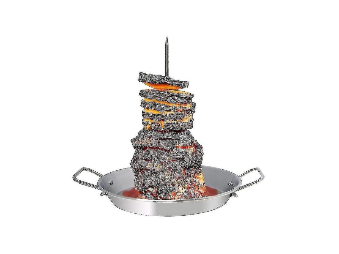 2026 pincho Vertical para Barbacoa Pastor, Espeto Vertical Brasileño Inoxidable com Picos Removíveis para Tacos Shawarma e Asados
