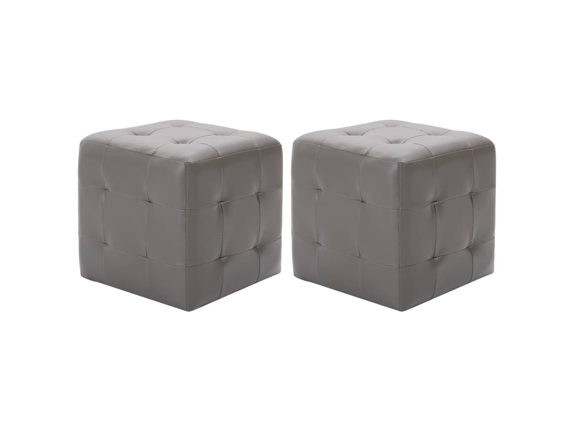 Vidaxl Pufe 2 Pcs 30x30x30 Cm Couro Artificial Cinzento