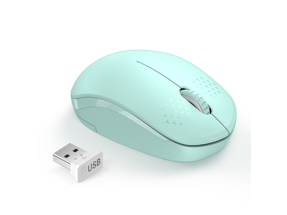 Mouse Sem Fio Usb 2.4g (verde Menta) Com Receptor Usb, Portátil