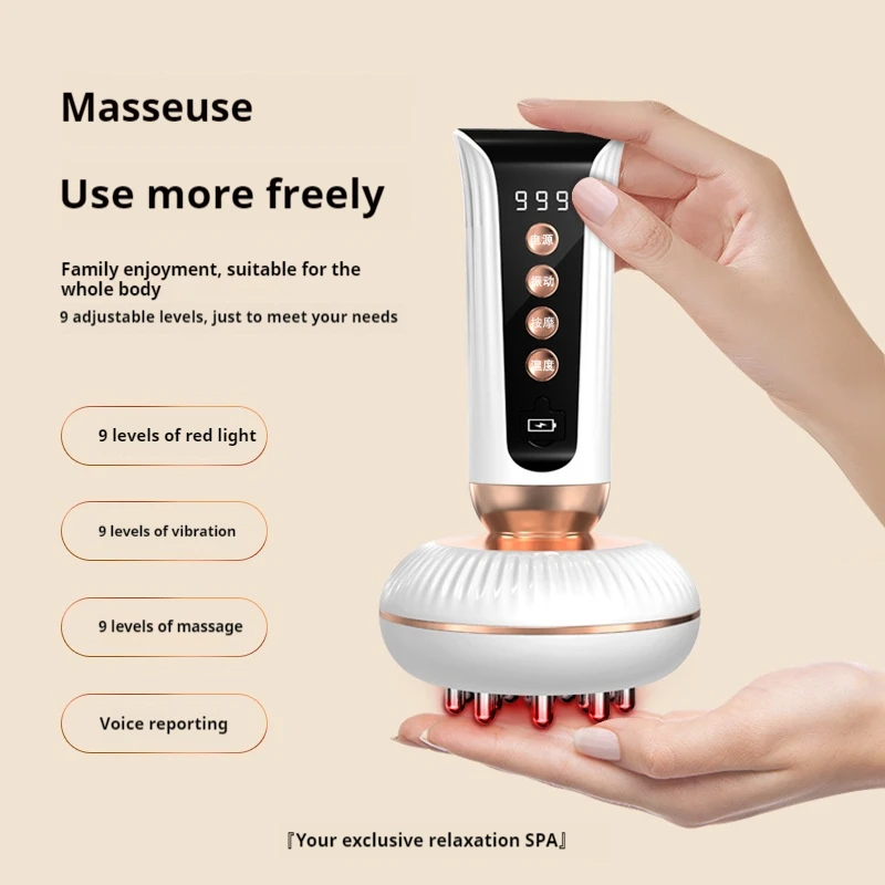 (9 Níveis De Velocidade) Escova De Massagem Vibratória Elétrica Portátil Para Massagem Corporal Completa Com Função Meridiana.