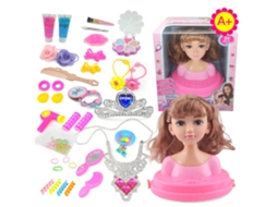 Ats muñeca Cabeza para Penteado com Trança Dupla Kit de Cabeleireiro Maquiagem com Acessórios Presente