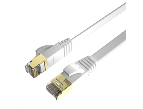 Cabo Plano Ethernet Cat7 Cabo Plano Rj45 Rj45 32Awg 15M + 15 Flanges Frequência Até 1000 Mhz Pvc Comprimento Elevado 15M Branco