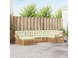 Vidaxl Conjunto De Sofás Para Exterior 6 Unid. Branco E Creme
