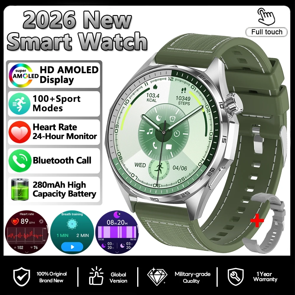 Smartwatch com Gps, Recursos para Esportes Ao Ar Livre, Nfc, Monitoramento de Saúde e Chamadas Via Bluetooth. MDUG (verde)