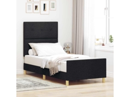 Vidaxl Estrutura Da Cama Com Cabeceira Preto 90 X 200 Cm Tecido