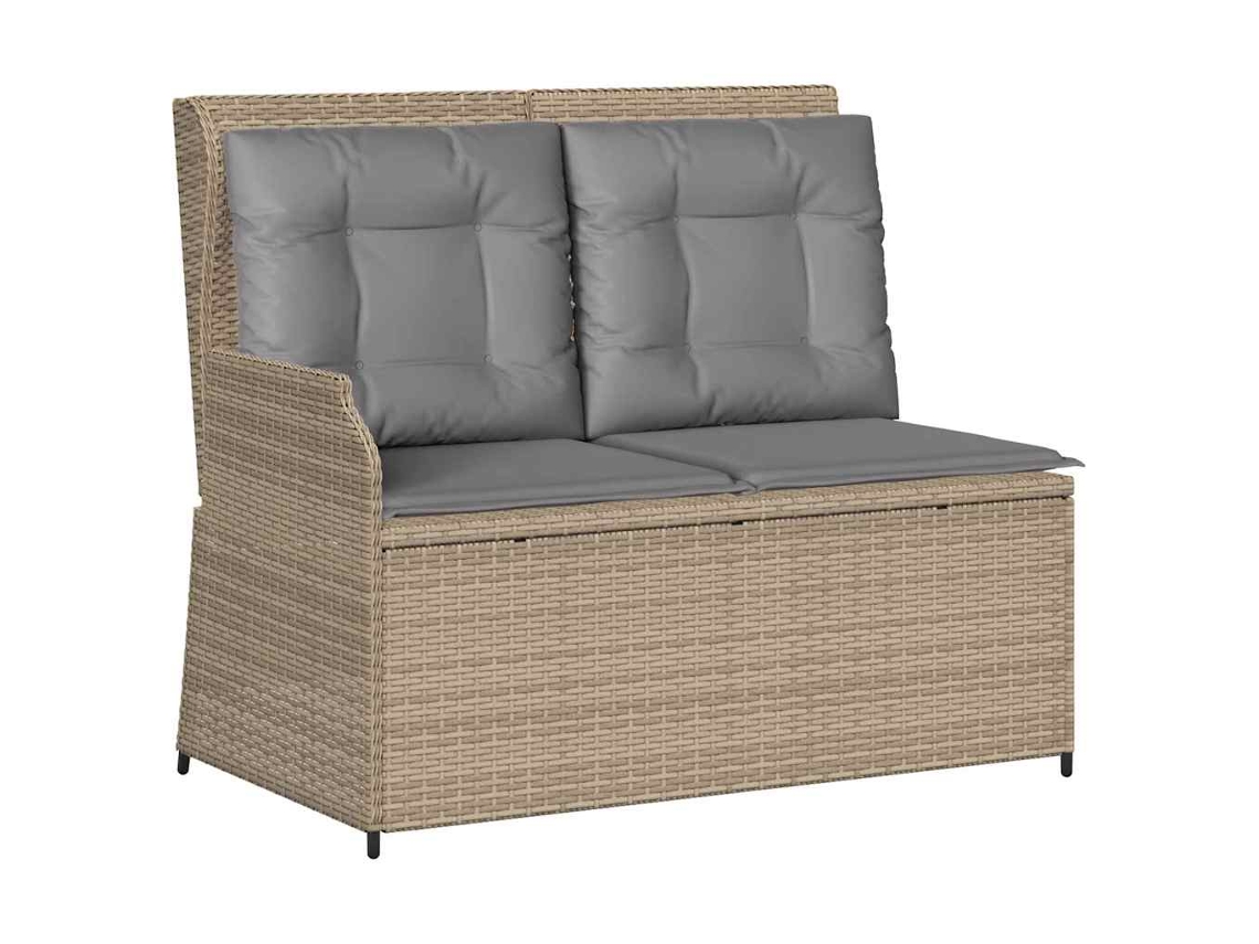 Conjunto 1 Banco De Jardim Vidaxl Bege Vime Pe (110 X 67 X 95 Cm)