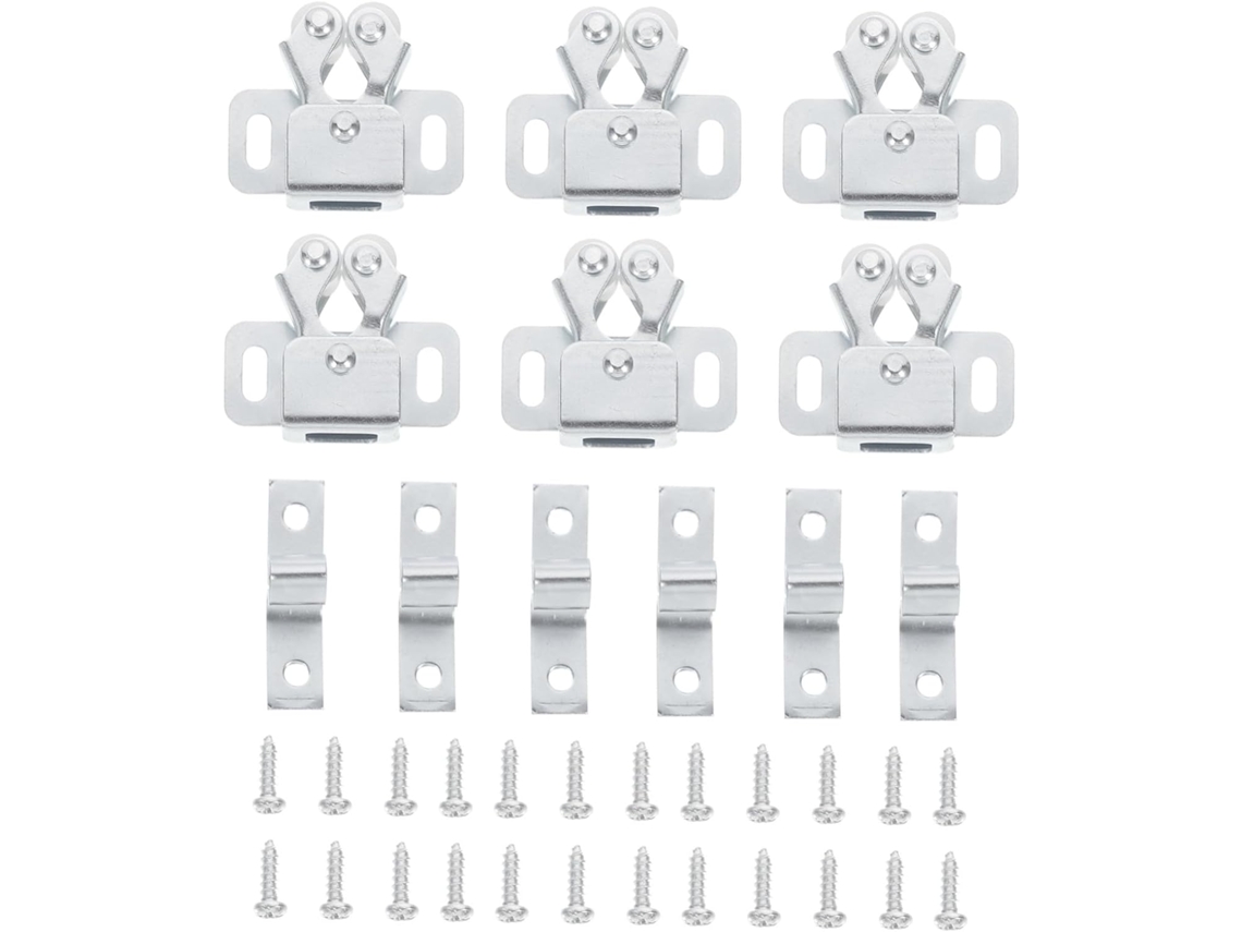 Angooily 35 Peças Fecho De Rolete Duplo Porta Armário, Reforçado, Em Aço Laminado A Frio, Com Trava De Mola