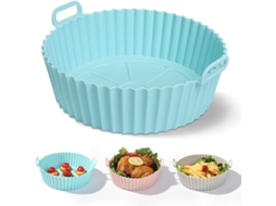 Forma De Silicone Reutilizável Para Air Fryer (8 Polegadas, Azul) - Antiaderente, Resistente Ao Calor