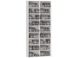 Prateleira De Cds Com 14 Prateleiras Ajustáveis, Capacidade Para 640 Cds/360 Dvds, 78,5x24x175 Cm, Branco