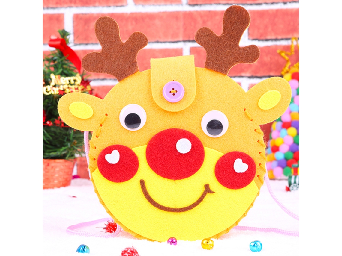 Artesanato de feltro natalino Rebe para faça você mesmo: enfeite de Natal fofo para costura, brinquedo e bolsa de artesanato (alce)