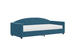 Daybed With Mattress, Daybed With Mattresses Vidaxl Azul Veludo (90 X 200 Cm)