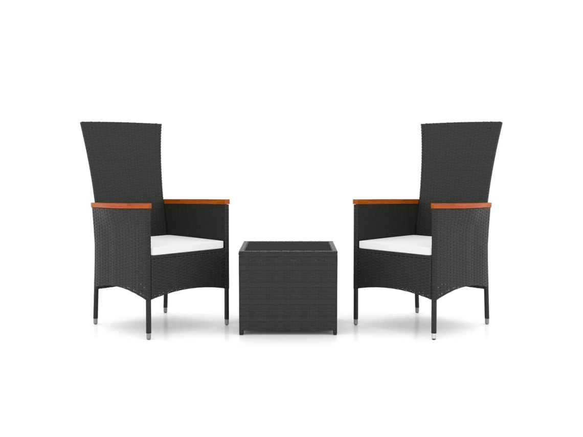 Conjunto Lounge Jardim Vime Pe e Aço Preto 3 Peças MAISON EXCLUSIVE