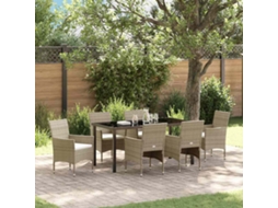 Vidaxl Conjunto de Jantar para Jardim com Almofada 7 Pcs Bege Vime Pe