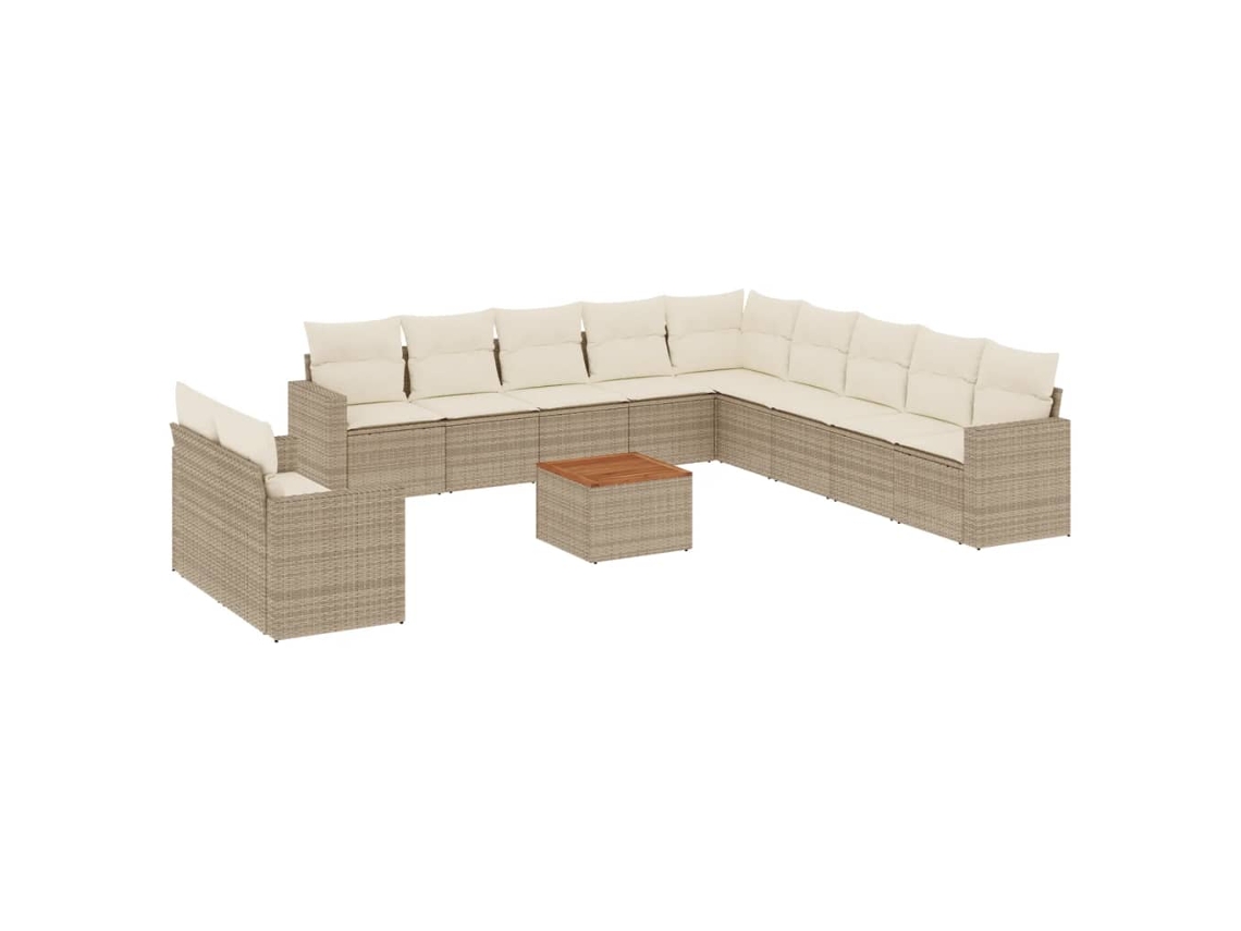 Conjunto de 12 Sofás para Jardim com Almofadões Vime Pe Bege MAISON EXCLUSIVE
