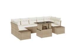 Conjunto 8 Conjunto De Sofá De Jardim Vidaxl Bege Vime Pe (100 X 55 X 73 Cm)