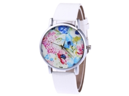 Relógio de quartzo unissex com pulseira de couro PU Zhoulianfa T458-yx (branco)