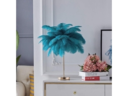 Abajur De Mesa Contemporâneo Com Interruptor Toque Liga Desliga, Decoração Com Penas E Cúpula Transparente, Ideal Para