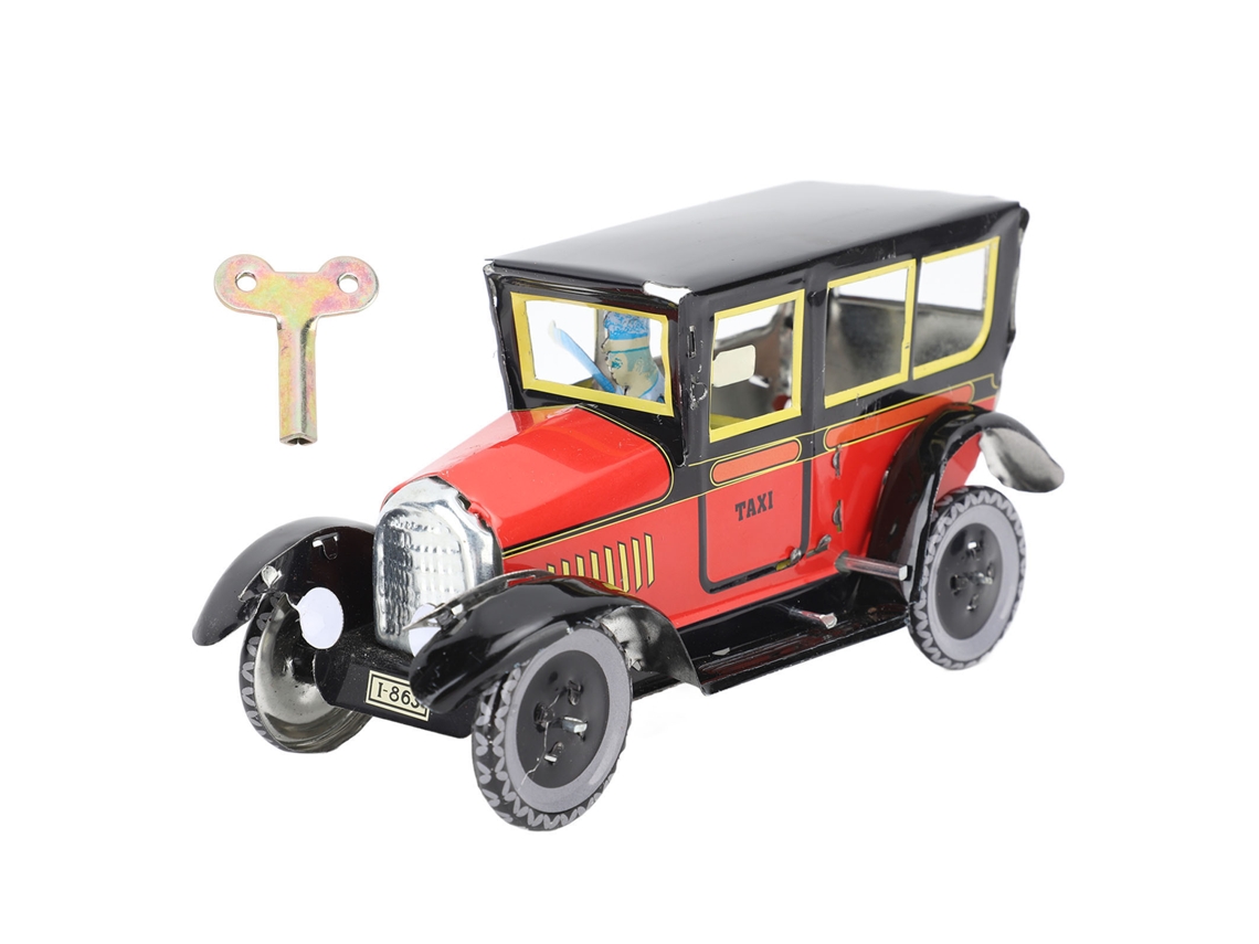 Mali carro de Brinquedo a Mola Vermelho Vintage Estiloso para Festa Aniversário com Design Clássico de Relógio