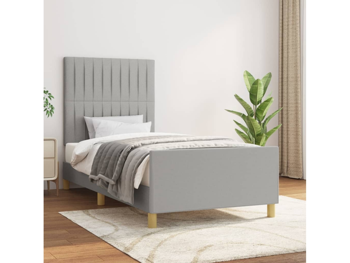 Vidaxl Estrutura de Cama Sem Colchão 90x200 Cm Tecido Cinzento claro