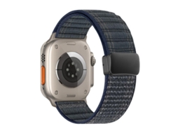 Bracelete Para Apple Watch 42/41/40/38mm - Nylon Com Padrão Ondulado E Fecho Magnético Azul Marinho