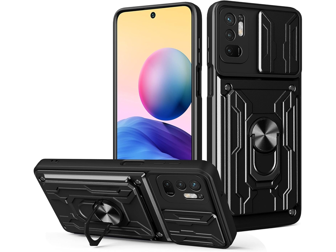 Lente para Telefone Note Proteção Deslizante para Xiaomi Redmi Note 10 5G HONGWE. Textura Macia Rígida com Anel de Suporte