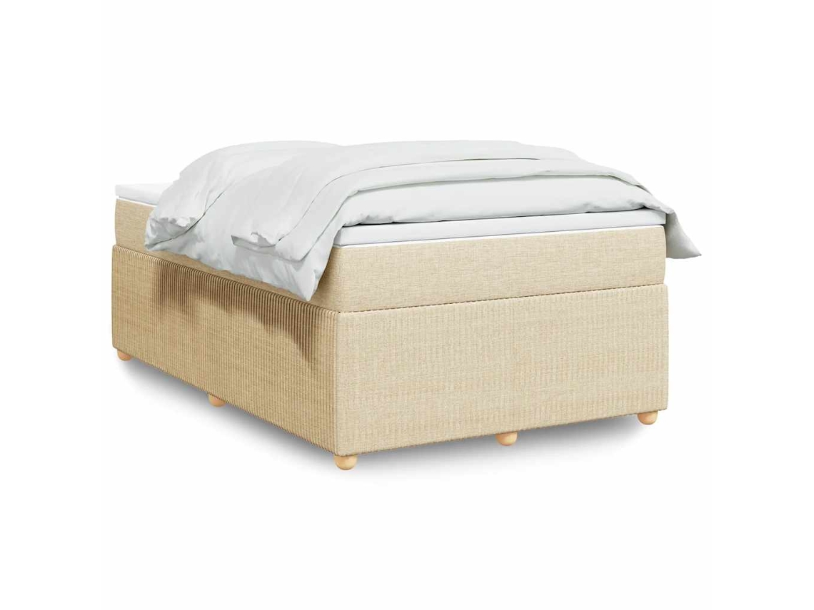 Vidaxl Cama Com Molas/colchão 120x200 Cm Tecido Cor Creme