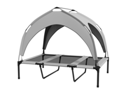 Cama Elevada com Dossel para Cães Oxford Cinza 106x76x94cm