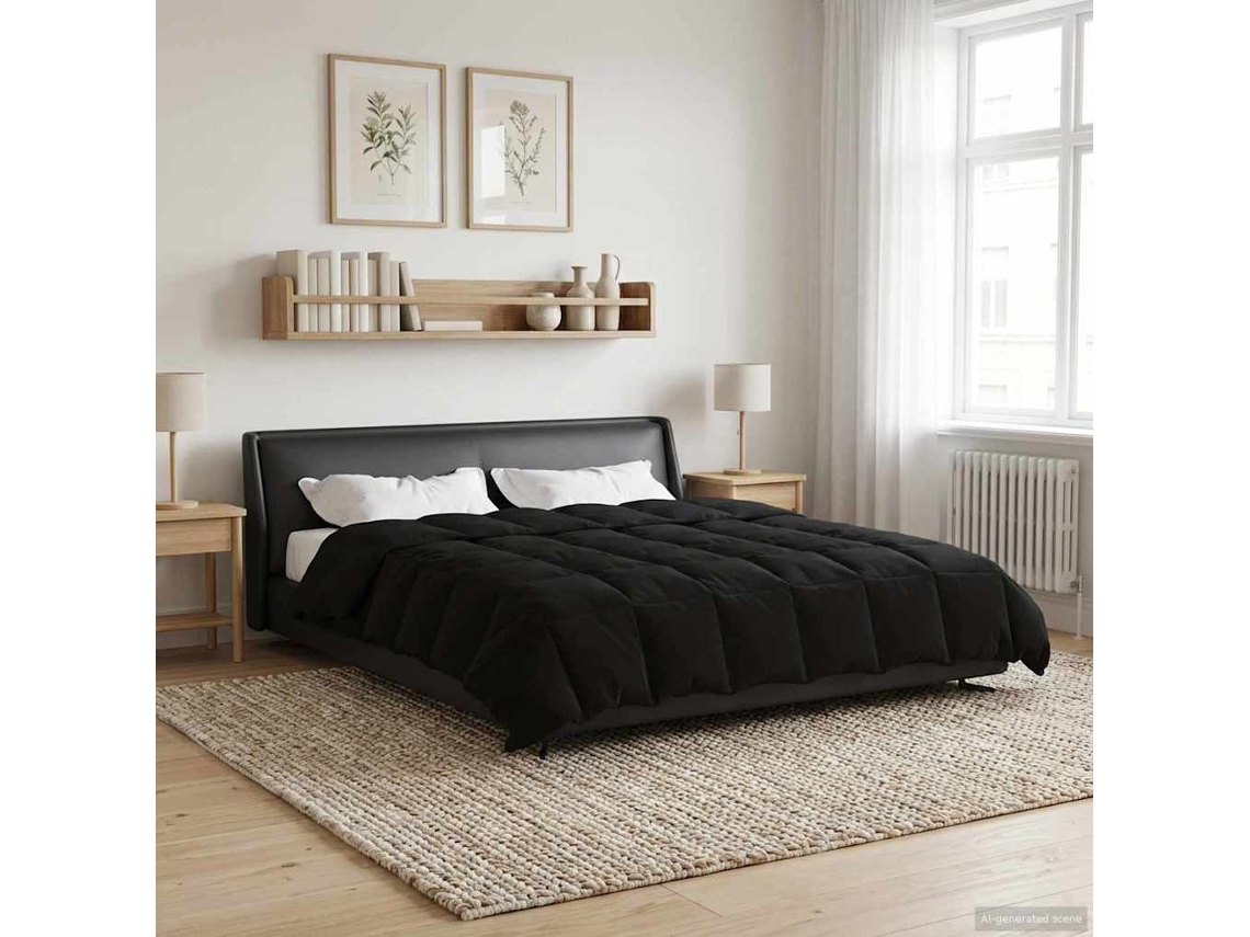 Vidaxl Edredom De Inverno Colchonete Preto 220 X 260 Cm Microfibra