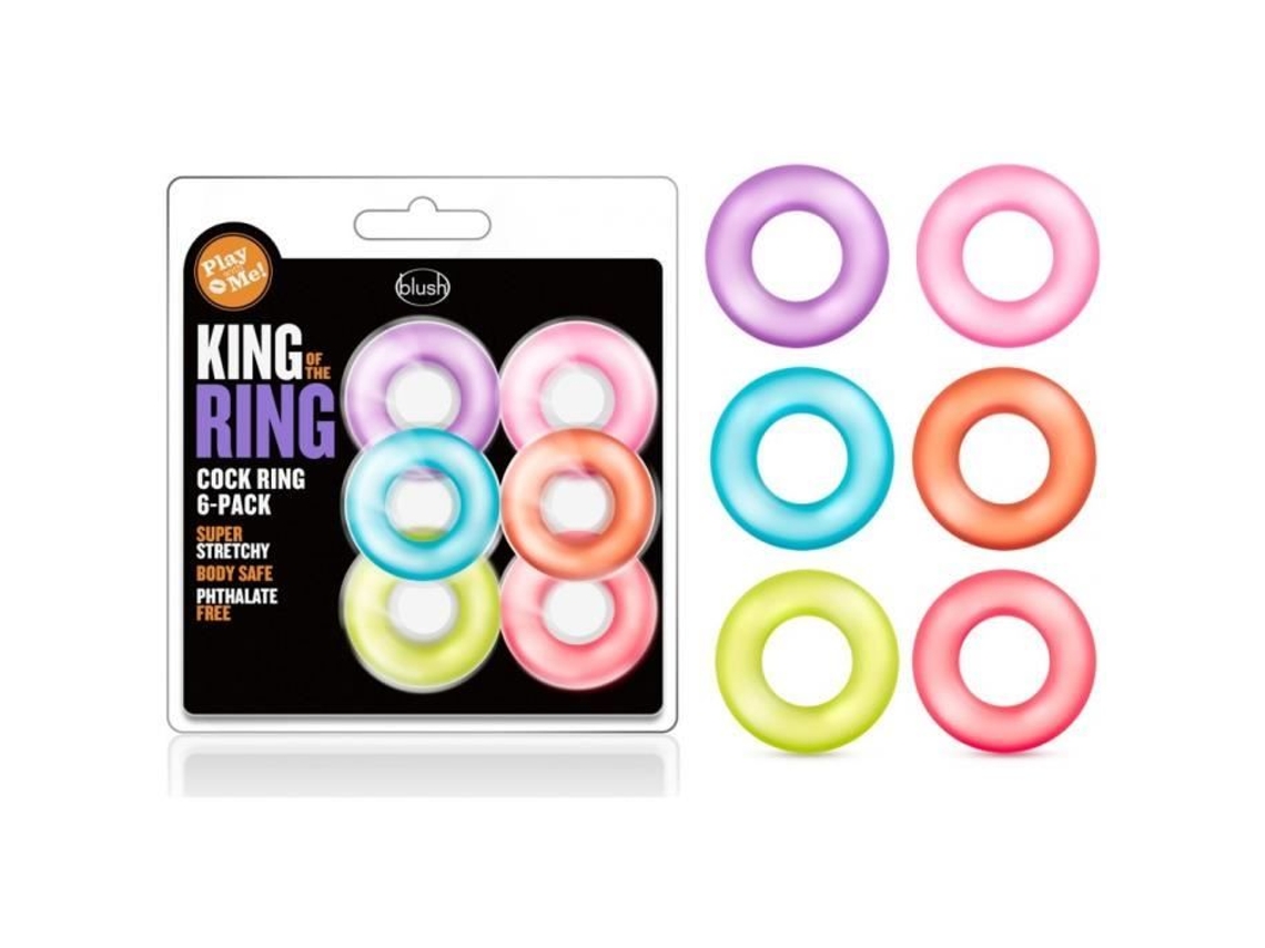 Pacote Com 6 Anéis De Pênis King Of The Ring - Unissex / Adulto Multicolorido