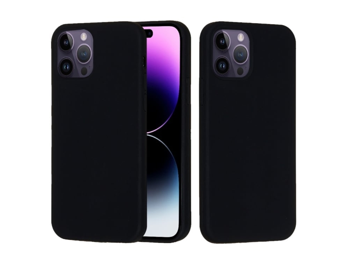 Capa De Silicone Para Iphone 14 Pro Max - Cor Sólida, Proteção Fina E Antiaderente - Preta
