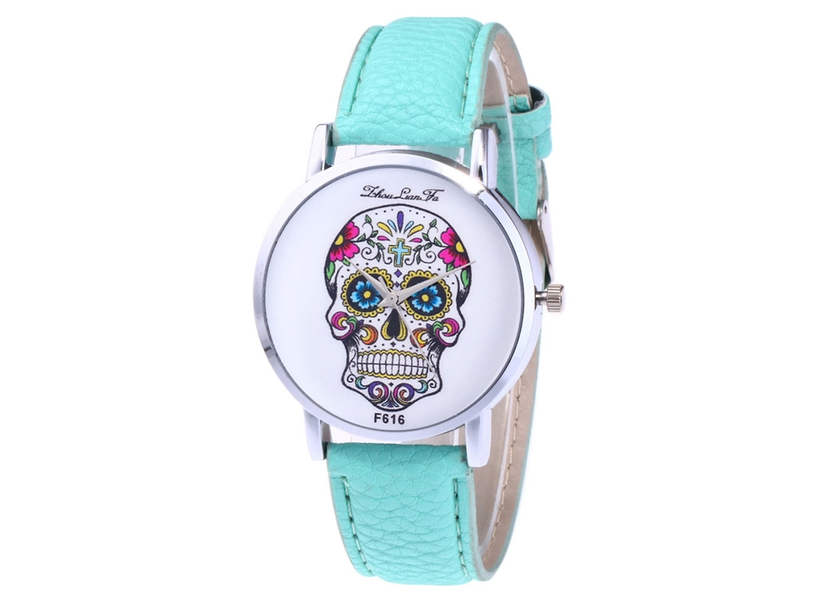 Relógio analógico de quartzo simples Zhoulianfa para homem com pulseira de couro PU (verde menta)