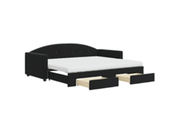 Daybed With Trundle, Daybeds With Trundles Vidaxl Preto Veludo (90 X 200 Cm)