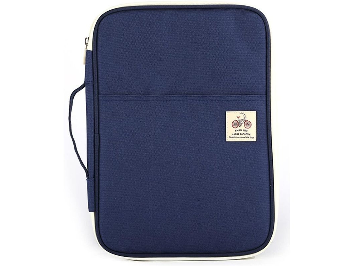 2026 carpeta de Portfólio com Múltiplos Bolsos A4, Carpeta com Cremallera Profissional para Documentos (azul)