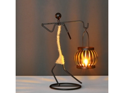 Porta Velas De Ferro Forjado Com Corda De Cana Forma F Decorativo Para Bar E Mesa De Comedor
