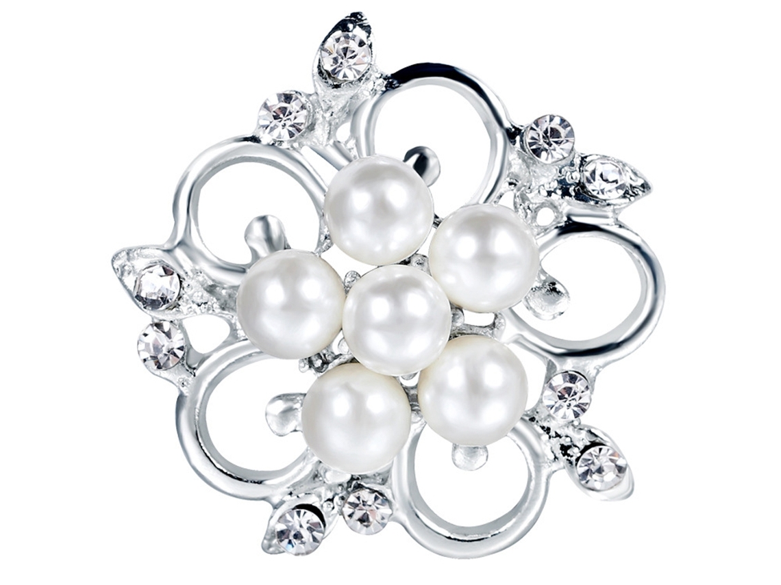 Broche De Moda Com Strass E Pérola Falsa Para Decoração