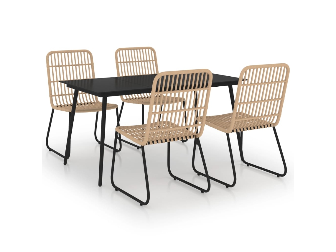 Maison Exclusive - 5 Pcs Conjunto De Jantar Para Exterior Vime Pe E Vidro