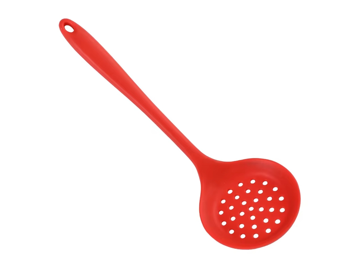 Coador de Silicone com Cabo Longo, Antiaderente e Resistente Ao Calor, Colher de Filtro, Coador de Malha. MDUG (vermelho)