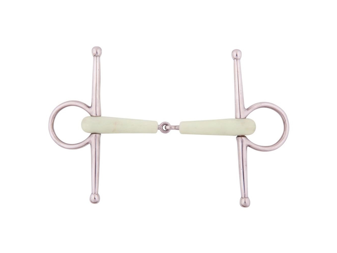 Snaffle de Bochecha Cheia de Articulação Única Apple Mouth 18 Mm Prateado 12.5 Cmbr
