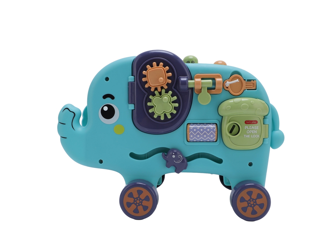 Mali brinquedo Educativo Multifuncional Elefante com Engrenagens e Combinação de Formas Infantil Azul