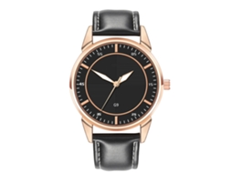 Relógio Analógico Masculino com Pulseira de Couro Pu Quartz Resistente À Água (preto)