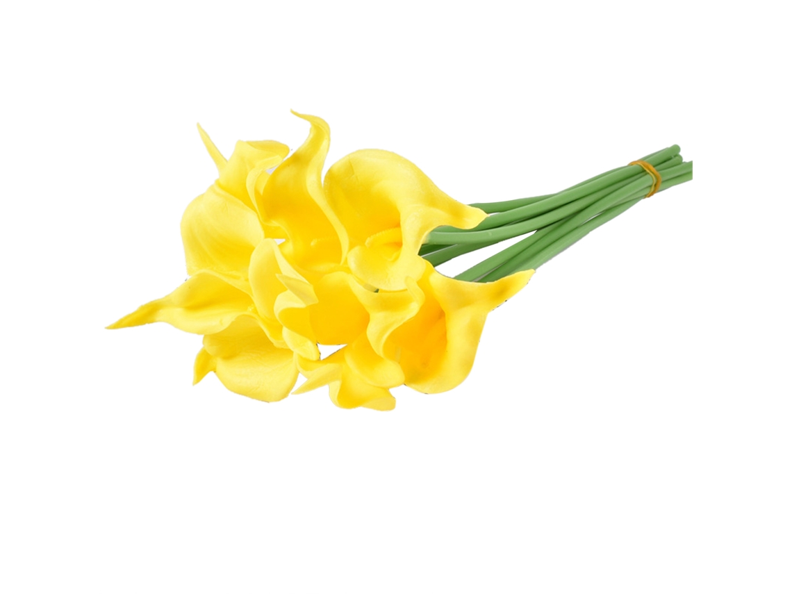 Mini lírio-de-cálice artificial Baok em PU com toque realista, flor falsa para decoração de casa e fotografia, amarelo.
